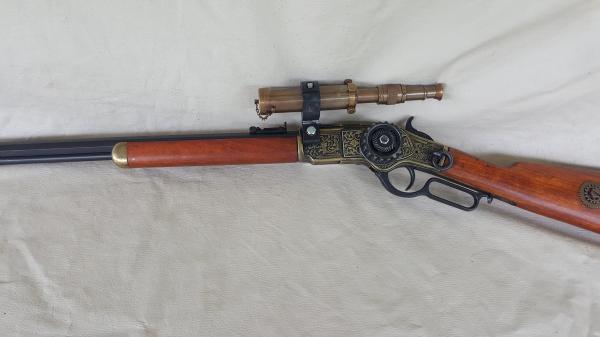 Steampunk 1873 Lever Action Winchester Rifle Non Firing Replica W/Scope picture