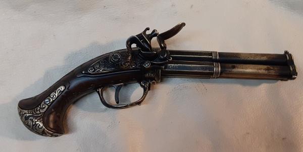Steampunk Style 18th Century Aged French 3 Barrel Flintlock