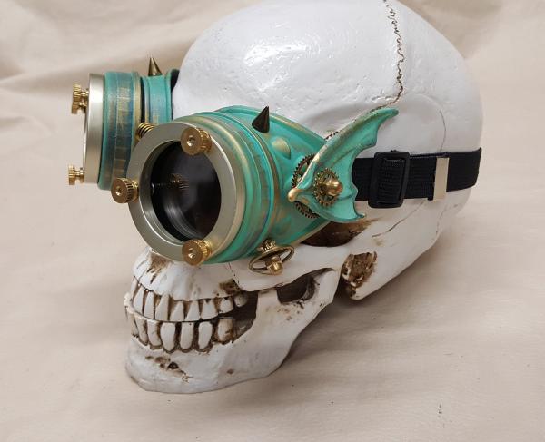 Steampunk Brass Patina Engineer Goggles- Demon Spawn picture