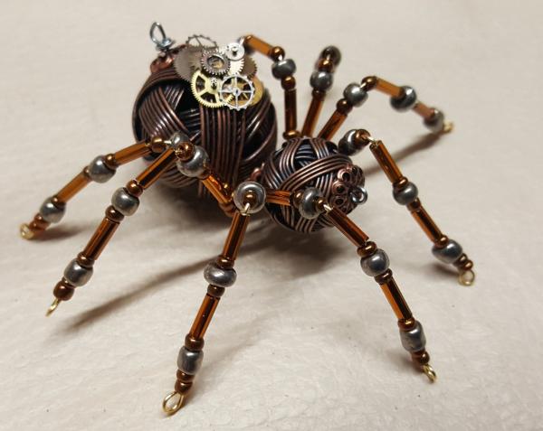 Steampunk Metal Beaded Spider w/Gears picture