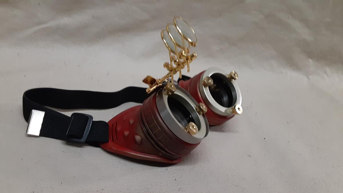 Steampunk Distressed Engineer Goggles With Magnifying Loupes picture