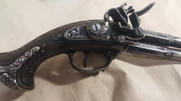 Steampunk Style 18th Century Aged French Double Barrel Flintlock picture