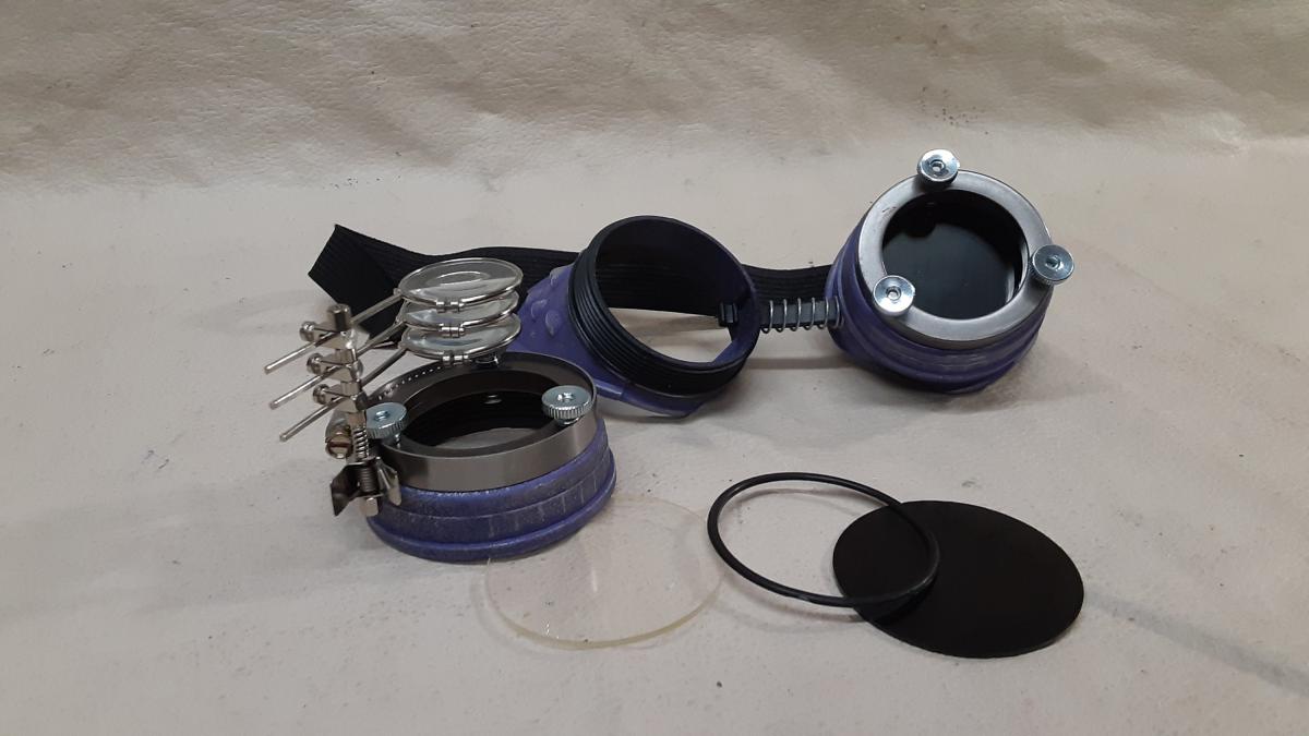 Steampunk Distressed Engineer Goggles With Magnifying Loupes picture