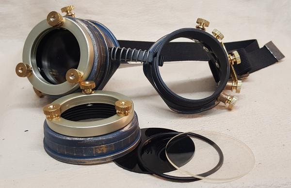 Blue Steampunk Engineer Goggles With Filigree picture
