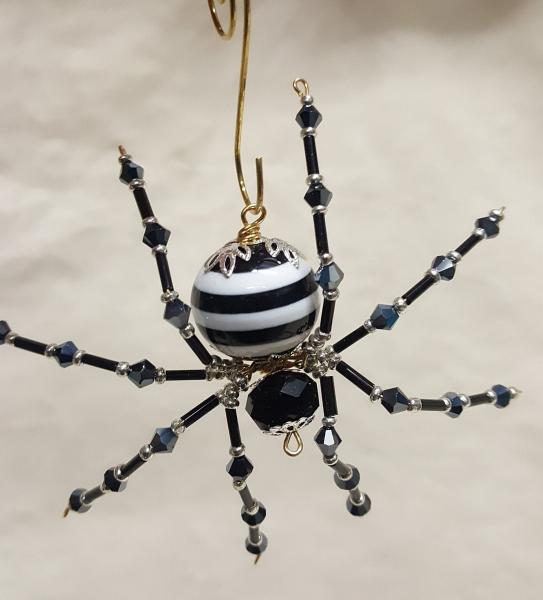 Steampunk Crystalline Black/White Striped Spider picture