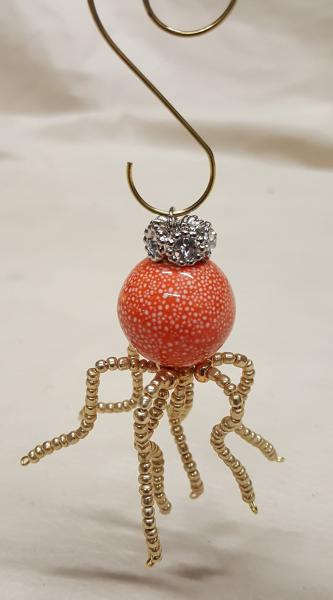 Orange Crowned Speckled Steampunk Beaded Octopus picture