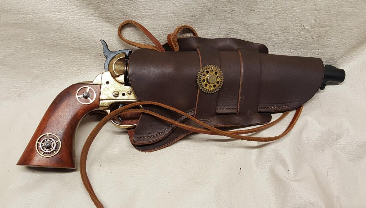 Steampunk 1860 Colt Army Non-Firing Revolver w/Holster picture