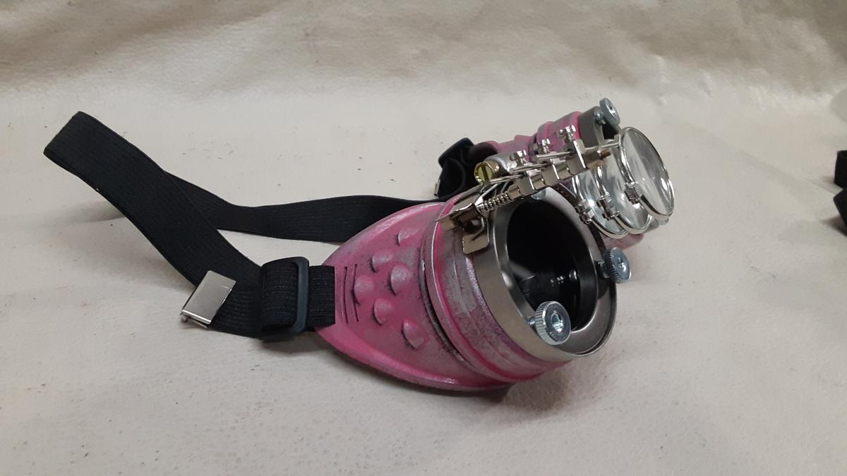 Steampunk Distressed Engineer Goggles With Magnifying Loupes picture