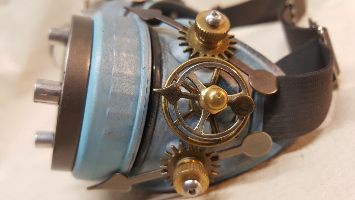 Blue Steampunk Engineer Goggles With Magnifying Loupes picture