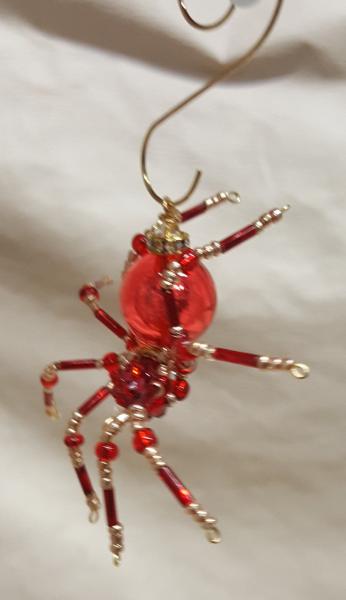 Small Steampunk Beaded Blood Red Spider picture