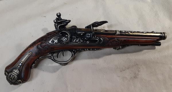 Steampunk Style 19th Century Aged Napoleonic Double Barrel Flintlock picture