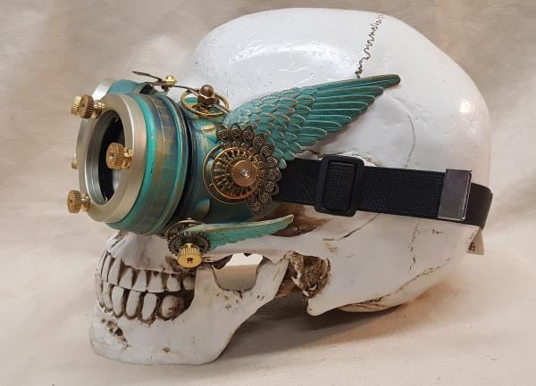 Steampunk Double Winged Patina Brass Valkyrie Goggles picture