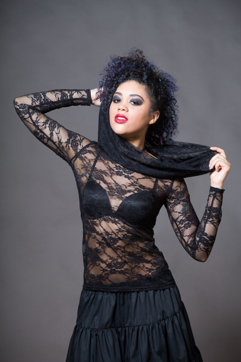 Lace Top With Hood - Gothy picture
