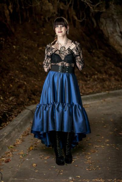 Midnight Blue High low Steampunk Skirt - Ellis Skirt picture