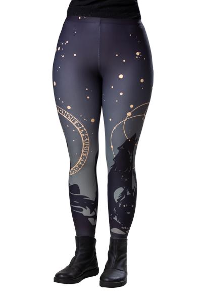 PRE-ORDER Norse Inspired Leggings Taupe Grey Gold - Sizes S-5XL picture