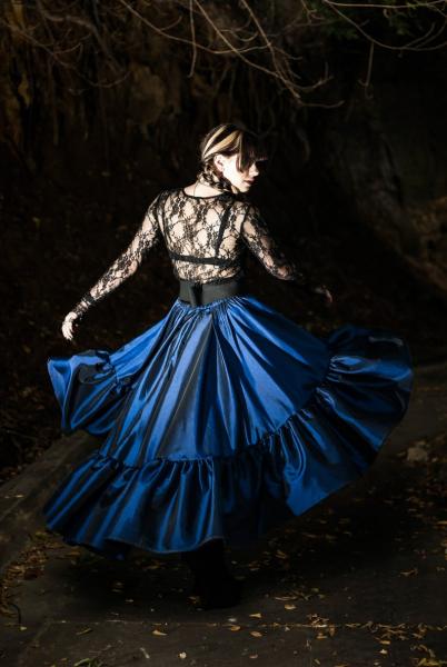 Midnight Blue High low Steampunk Skirt - Ellis Skirt picture