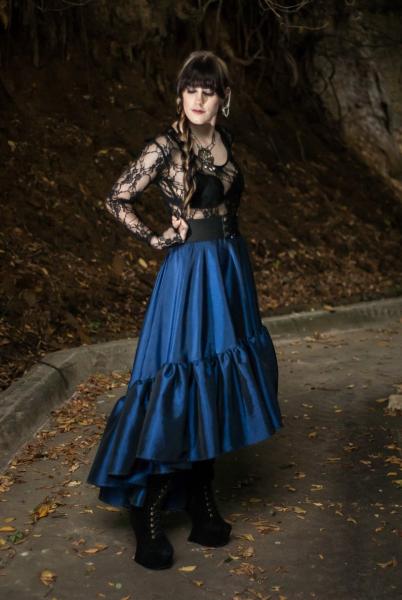 Midnight Blue High low Steampunk Skirt - Ellis Skirt picture