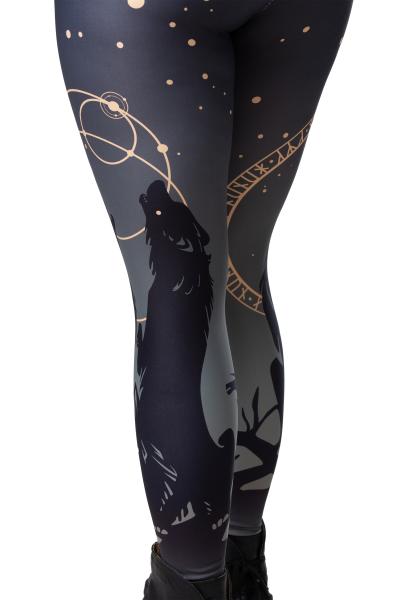PRE-ORDER Norse Inspired Leggings Taupe Grey Gold - Sizes S-5XL picture