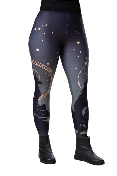 PRE-ORDER Norse Inspired Leggings Taupe Grey Gold - Sizes S-5XL picture