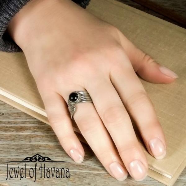 Wrap Ring - Fine Silver - Black Onyx picture