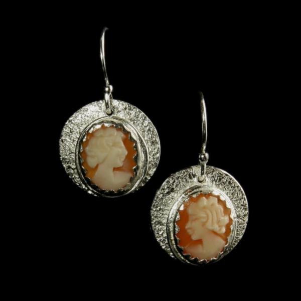 Antique Cameo Coin Earrings - Cornelian Shell picture