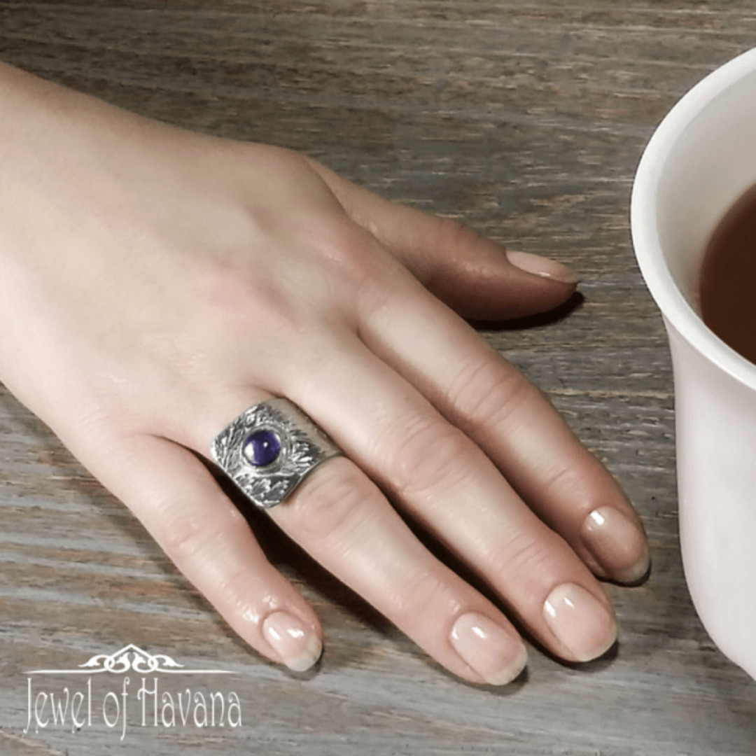 Wrap Ring - Amethyst Fern Leaf picture