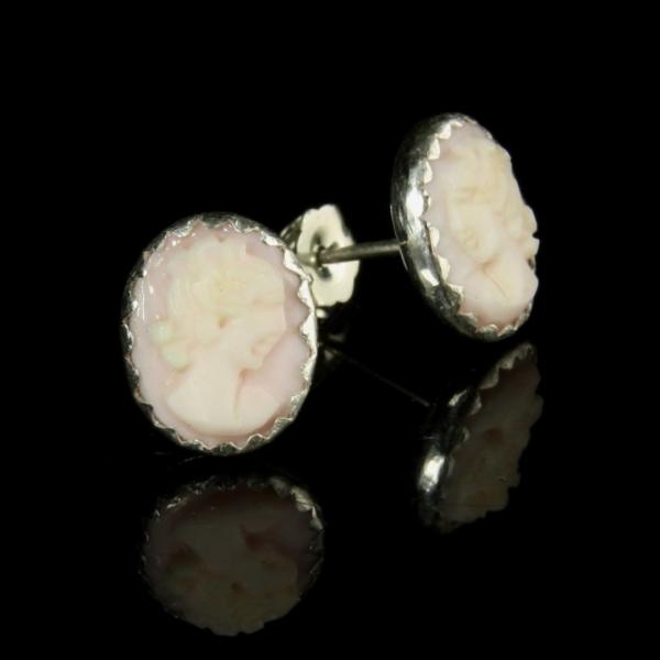 Antique Cameo Earrings - Pink Conch Shell picture