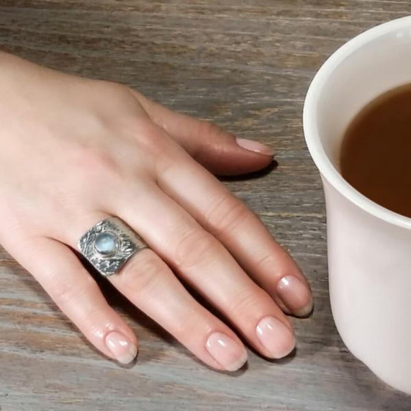 Wrap Ring - Aquamarine Fern Leaf picture