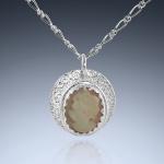 Antique Cameo Coin Necklace - Pink Conch Shell