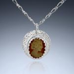 Antique Cameo Coin Necklace - Cornelian Shell