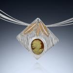 Vintage Cameo Diamond Pendant - Cornelian Shell