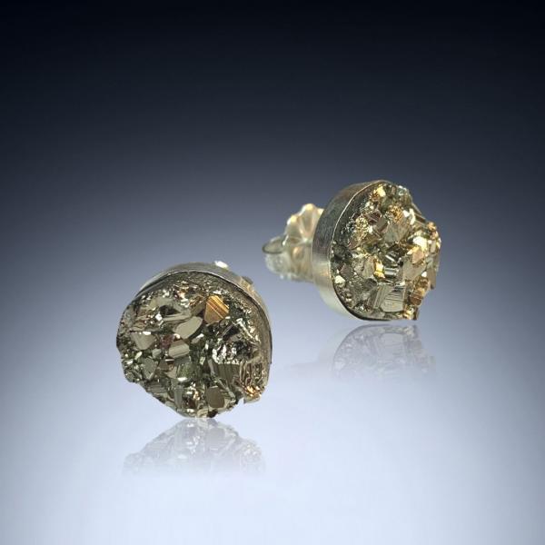 Snow in Havana - Pyrite Druzy Stud Earrings