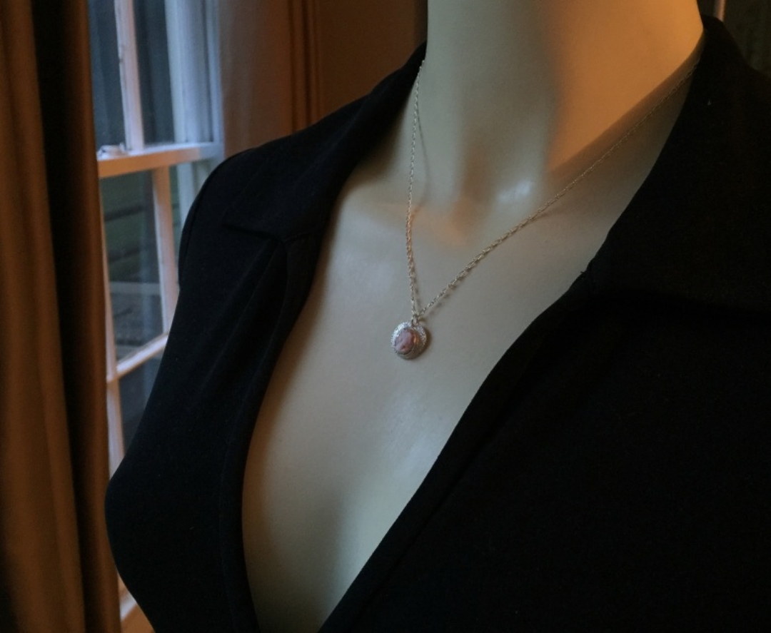 Antique Cameo Coin Necklace - Pink Conch Shell picture