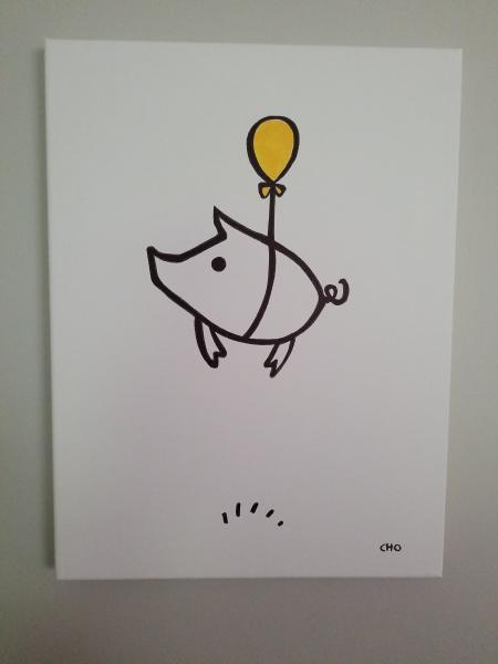 flying piggie 12x16 picture
