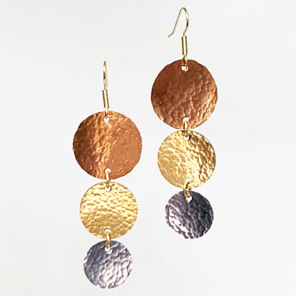 Dangling Disc Trio Earrings