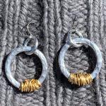 Mixed Metal Hammered Hoop Earrings