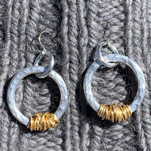 Mixed Metal Hammered Hoop Earrings picture