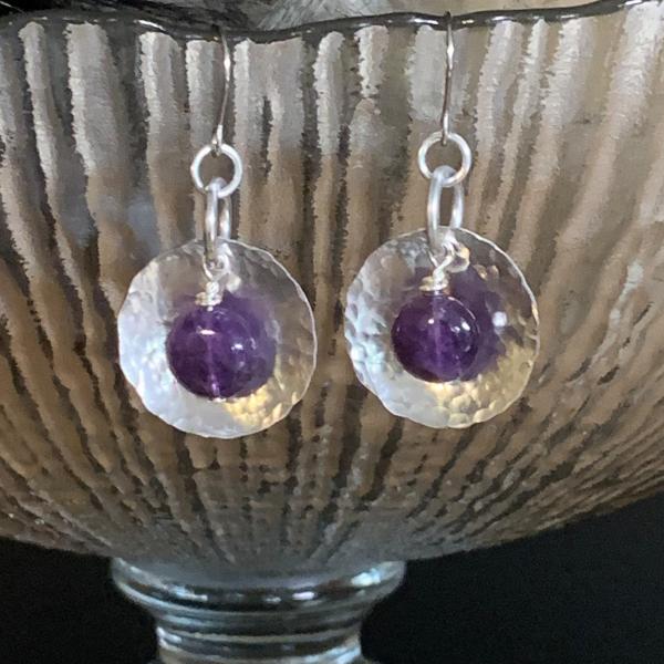Hammered Dome and Amethyst Earrings picture