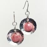 Hammered Dome and Rhodonite Earrings