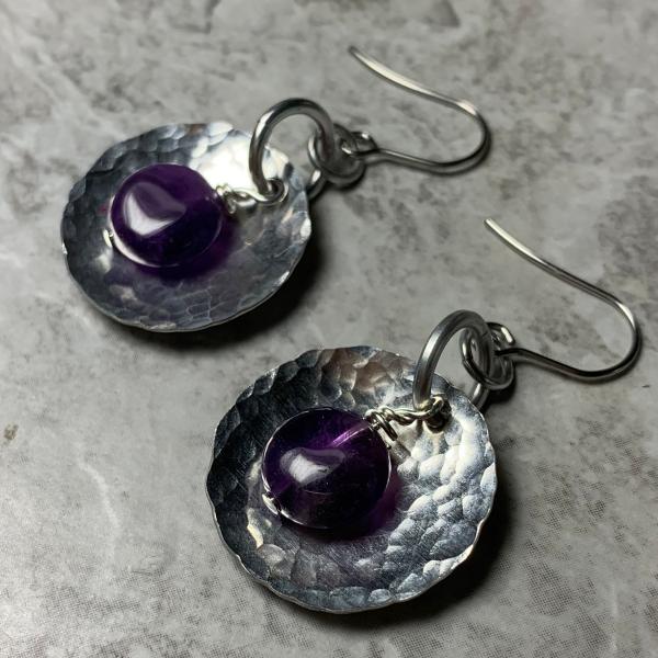 Hammered Dome and Amethyst Earrings picture