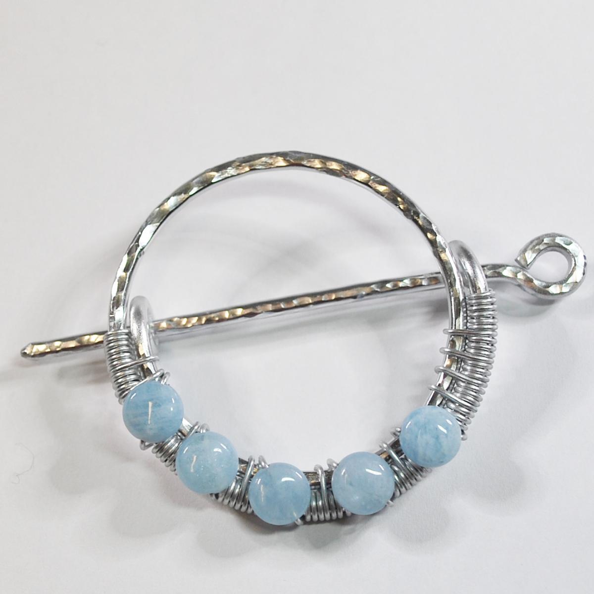 Ocean Mist Shawl Pin with Aquamarine picture