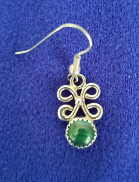 Sterling Silver OOAK Earrings with Malachite picture
