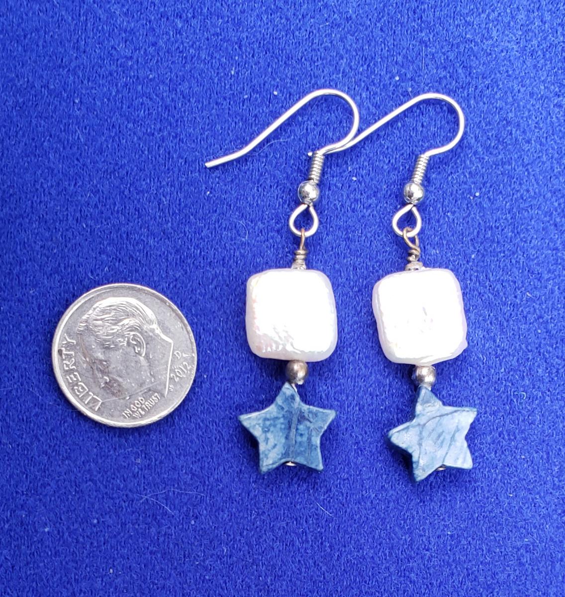 Pearl and Sodalite OOAK Earrings picture