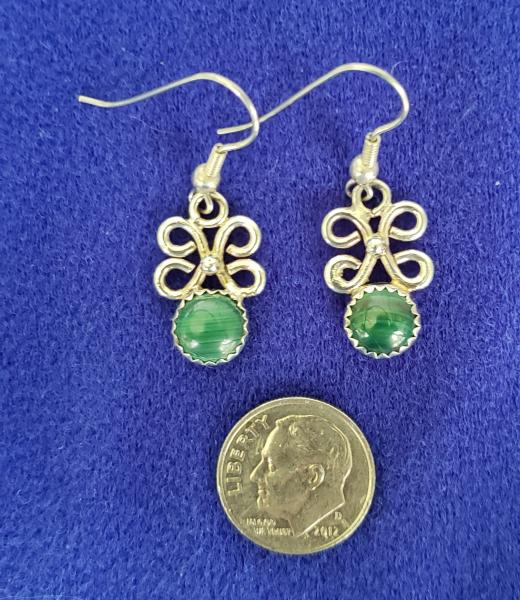 Sterling Silver OOAK Earrings with Malachite picture