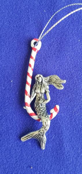 Mermaid on Candy Cane Ornament