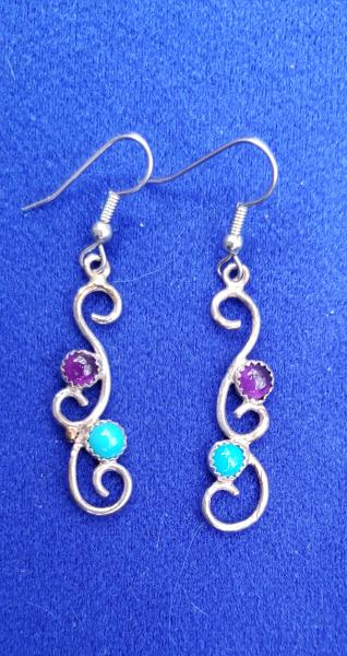 Amethyst and Turquoise OOAK Earrings picture