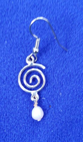 Sterling Silver Spiral Earrings w/ pearl, OOAK picture