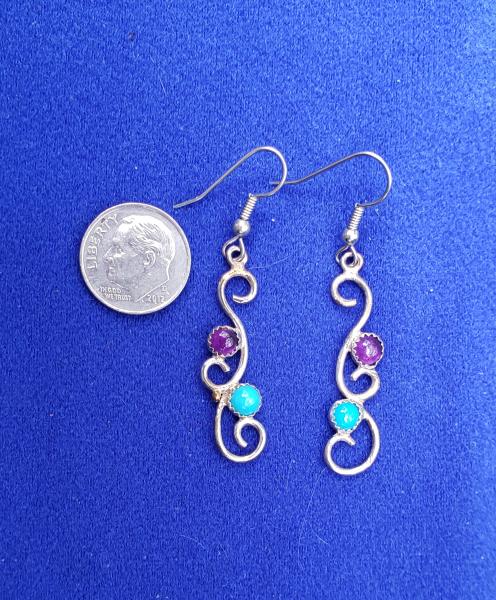 Amethyst and Turquoise OOAK Earrings picture