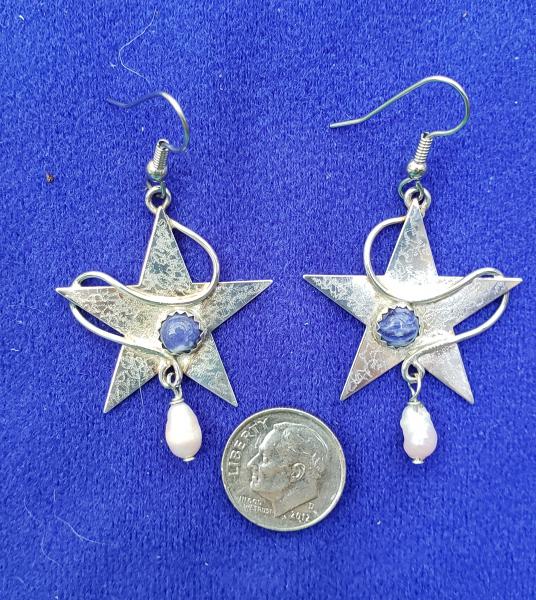 Sterling Silver Star OOAK Earrings w/ Sodalite picture