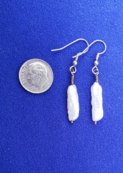 White Pearl Column Earrings, OOAK picture
